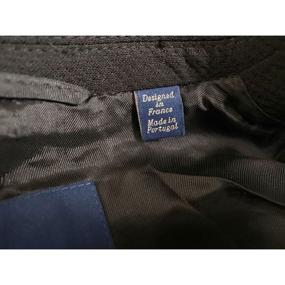 Faconnable Black Cropped Textured Wool Jacket Sz 4 Fully Lined Single Button - Picture 6 of 7